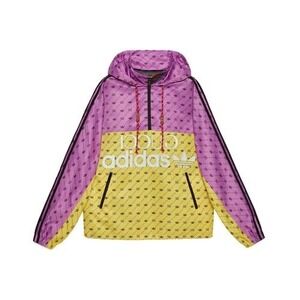 Gucci x Adidas Windbreaker Jacket Purple Yellow Logo Print Sz Small Lightweight